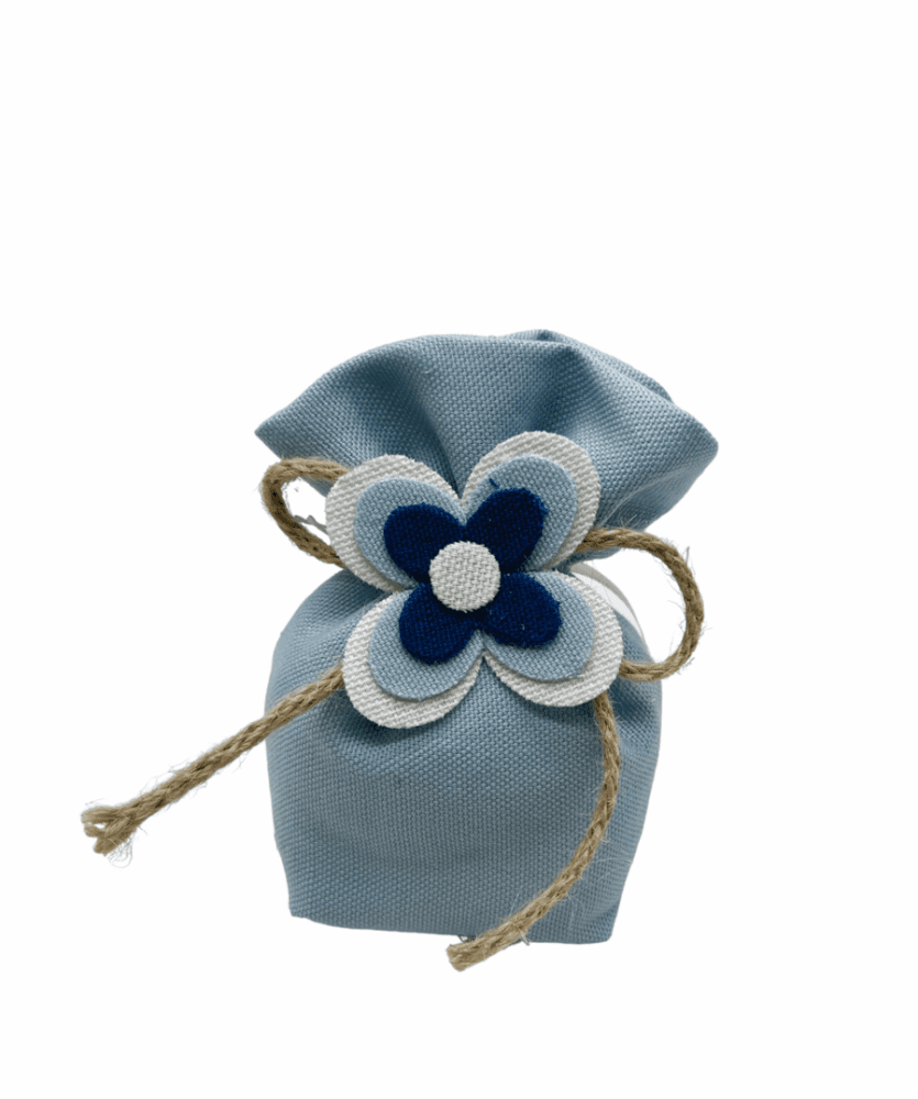 Sacch rett celeste con decoro fiore 7x9 - 091982+3