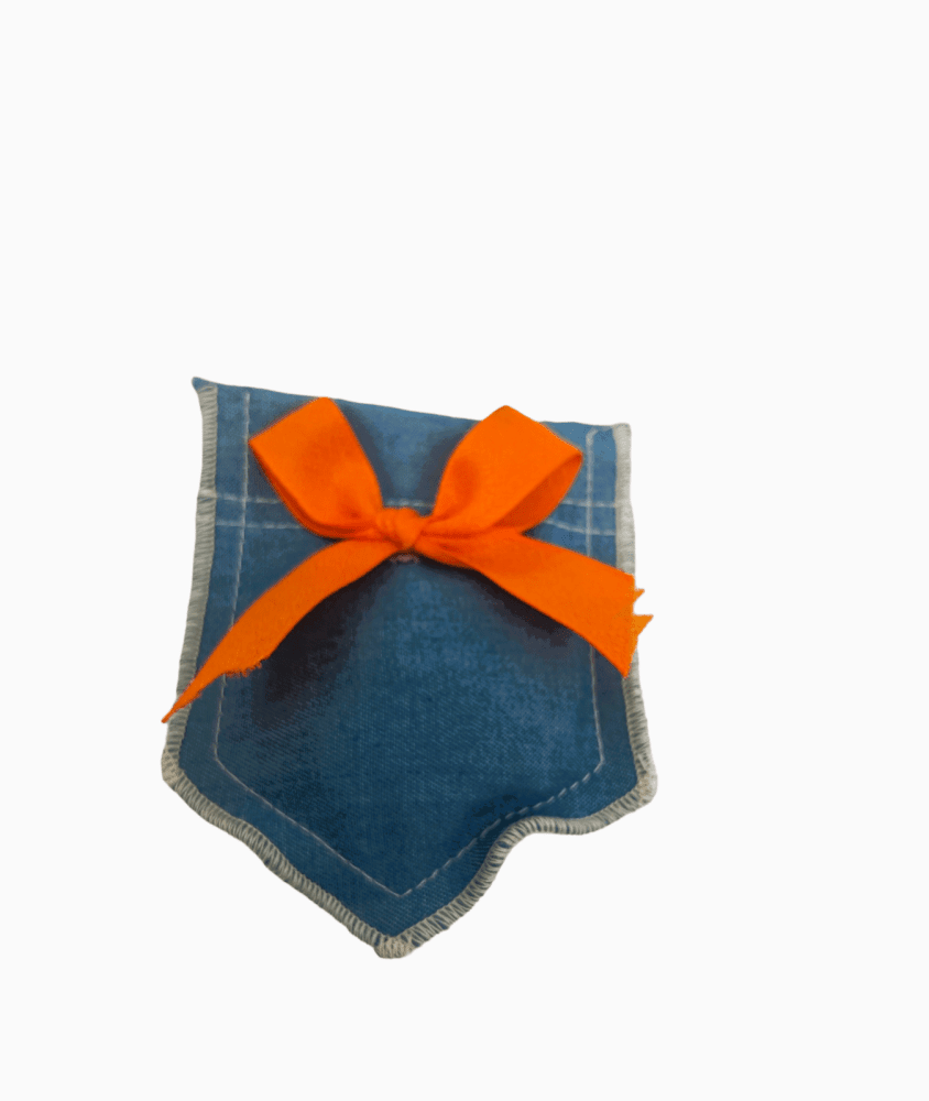 Tasca in jeans con fiocco arancio 7,5x9 - 091983+8