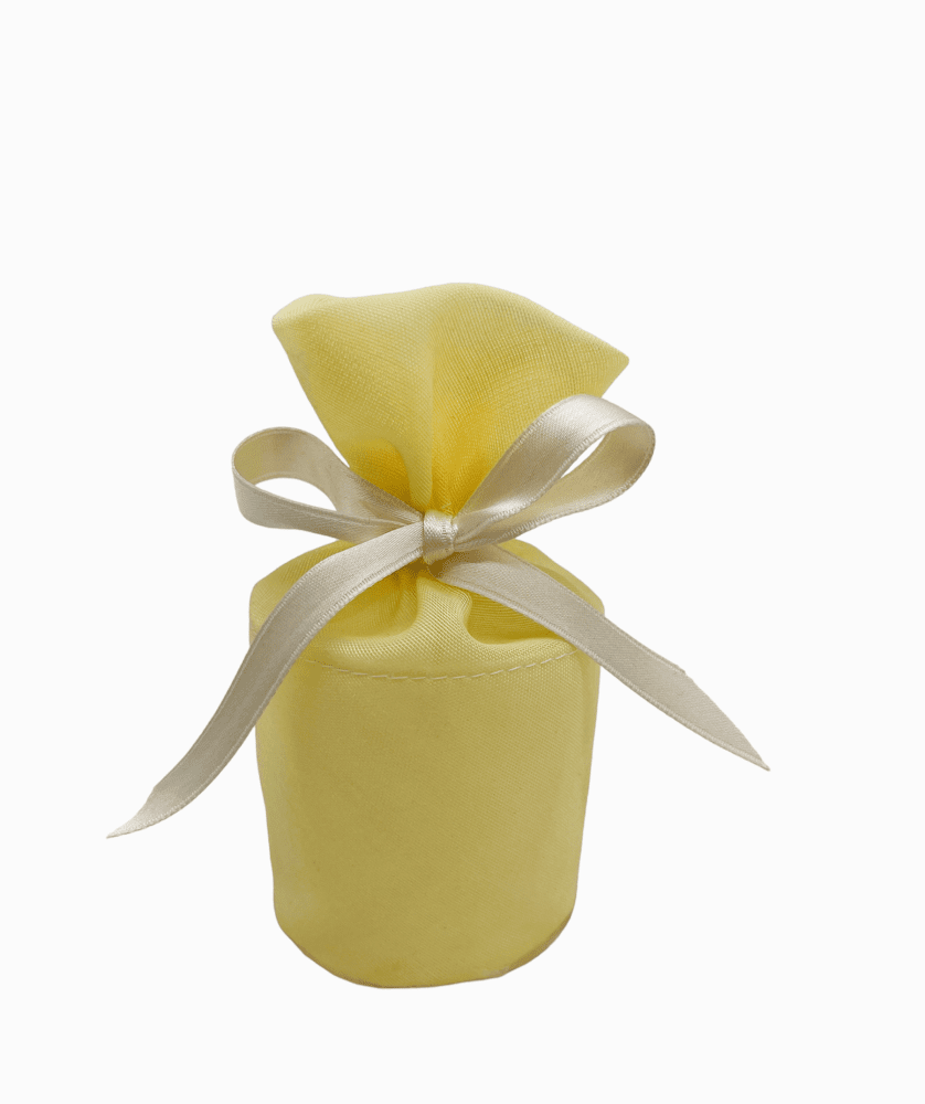 Sacchetto cilindro mussola gialla c/led 6x10 - 091993+13