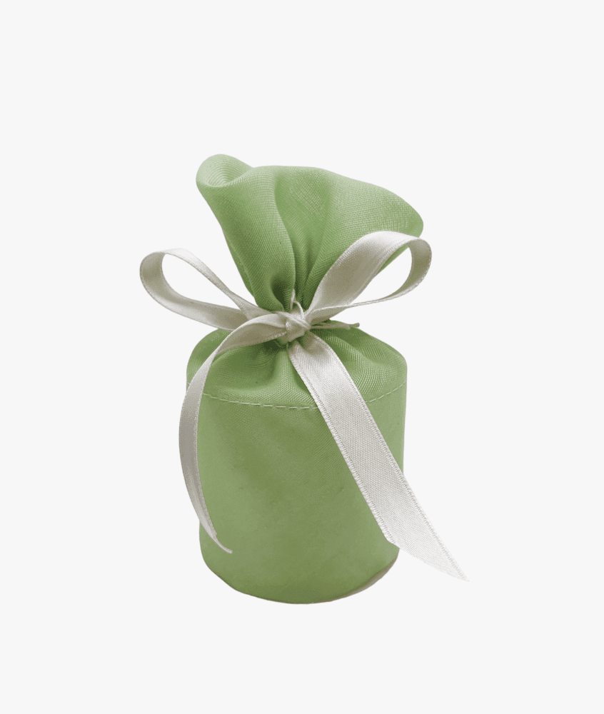 Sacchetto cilindro mussola verde c/led 6x10 - 091993+7