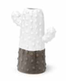 Vaso cactus piccolo porcellana con base cemento h:14,3 cm - a3001