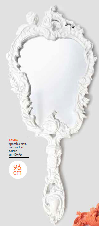 Specchio barocco con manico bianco 40x96 - b4206