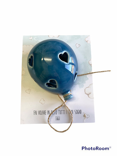 Palloncino led blu 9.5x7.5x5 + forex tag - b4702+a16
