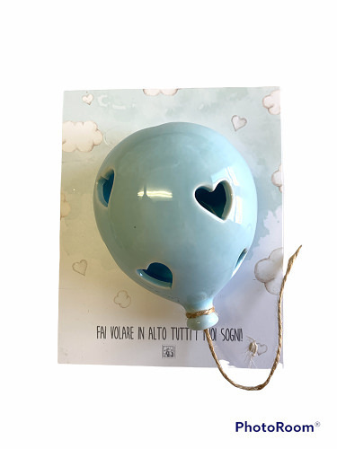 Palloncino led celeste 9.5x7.5x5 + forex tag - b4702+a3