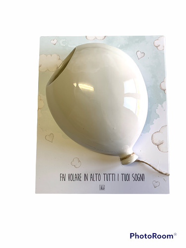 Portapianta palloncino bianco 17x21x7 + forex tag - b4704+a1