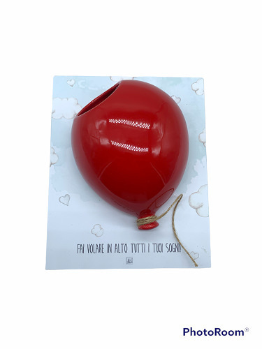 Portapianta palloncino rosso 17x21x7 + forex tag - b4704+a14