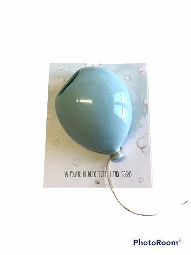 Portapianta palloncino celeste 17x21x7 + forex tag - b4704+a3
