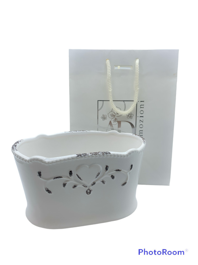 Vaso basso ovale shabby panna 18x10x10 + sc62 - b5904+31 Vaso basso ovale shabby panna 18x10x10 + sc62 - b5904+31