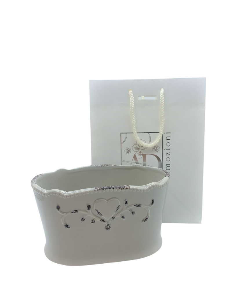 Vaso basso ovale shabby tortora 18x10x10 + sc62 - b5904+5 Vaso basso ovale shabby tortora 18x10x10 + sc62 - b5904+5