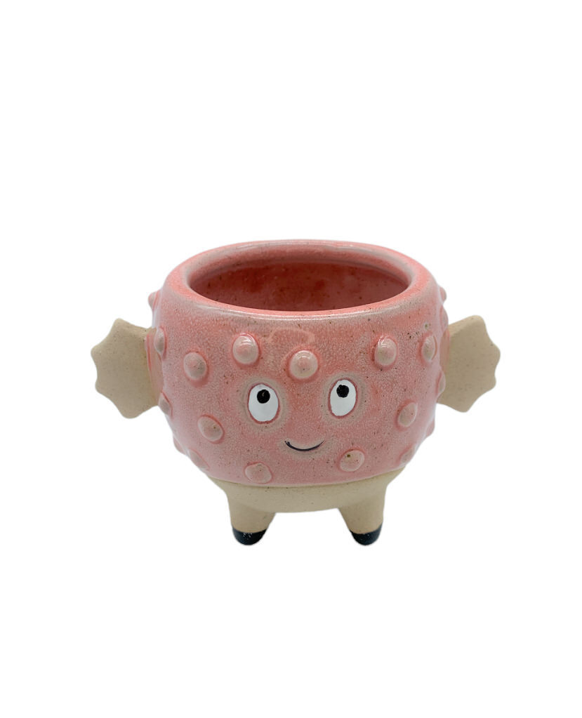 Pesce palla rosa piccolo 10x7,5x5.5 + tag - b6905