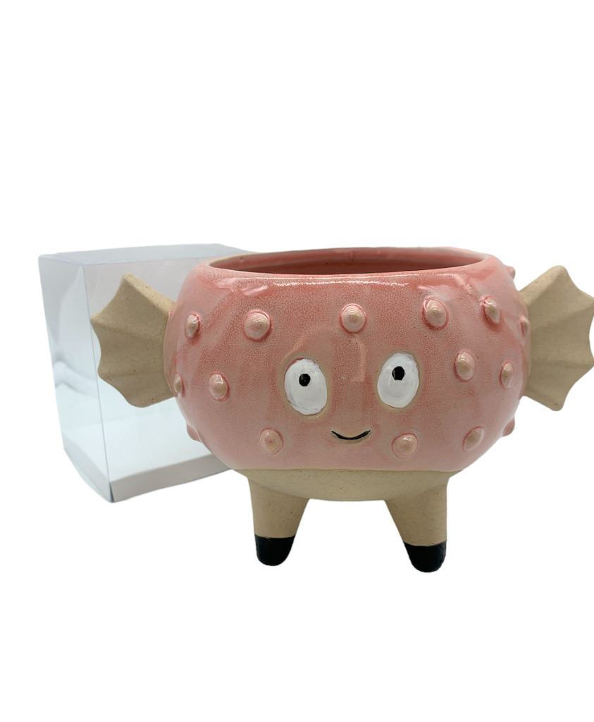 Pesce palla grande rosa 19x13,5x11 + sc0119 + tag - b6906+b