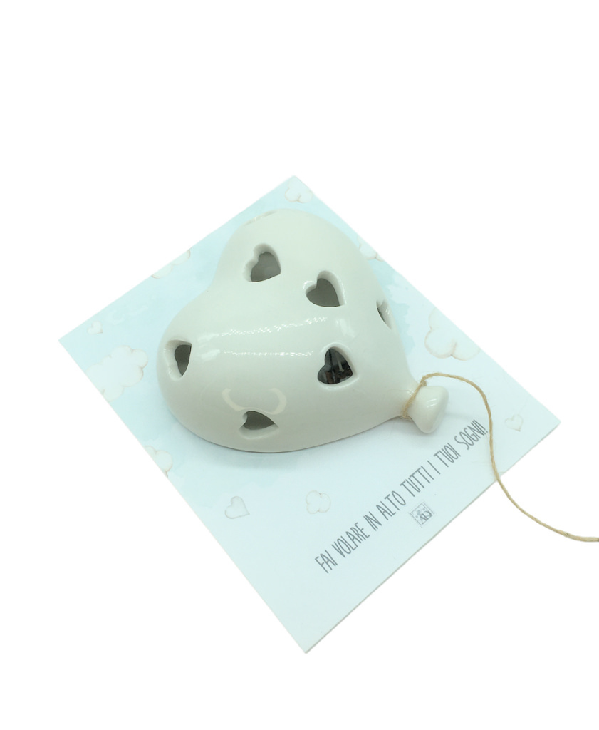 Pallonc cuore led bianco 9.5x4x10.5 + forex + tag - b7002+a1