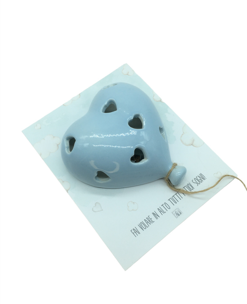 Pallonc cuore led celeste 9.5x4x10.5 + forex + tag - b7002+a3