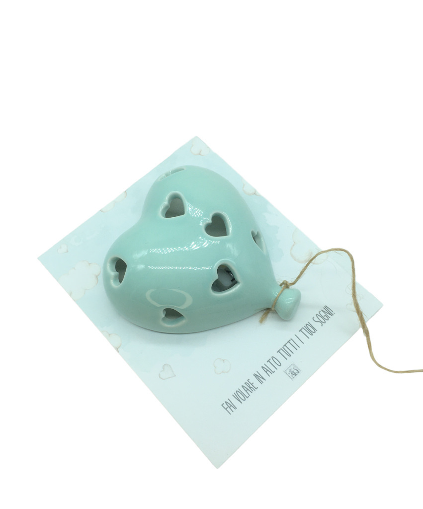 Pallonc cuore led verde 9.5x4x10.5 + forex + tag - b7002+a7