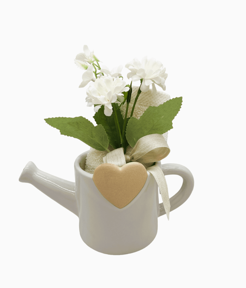 Annaffiatoio bianco + decoraz + sc97 18x15 + tag - b9202+a1