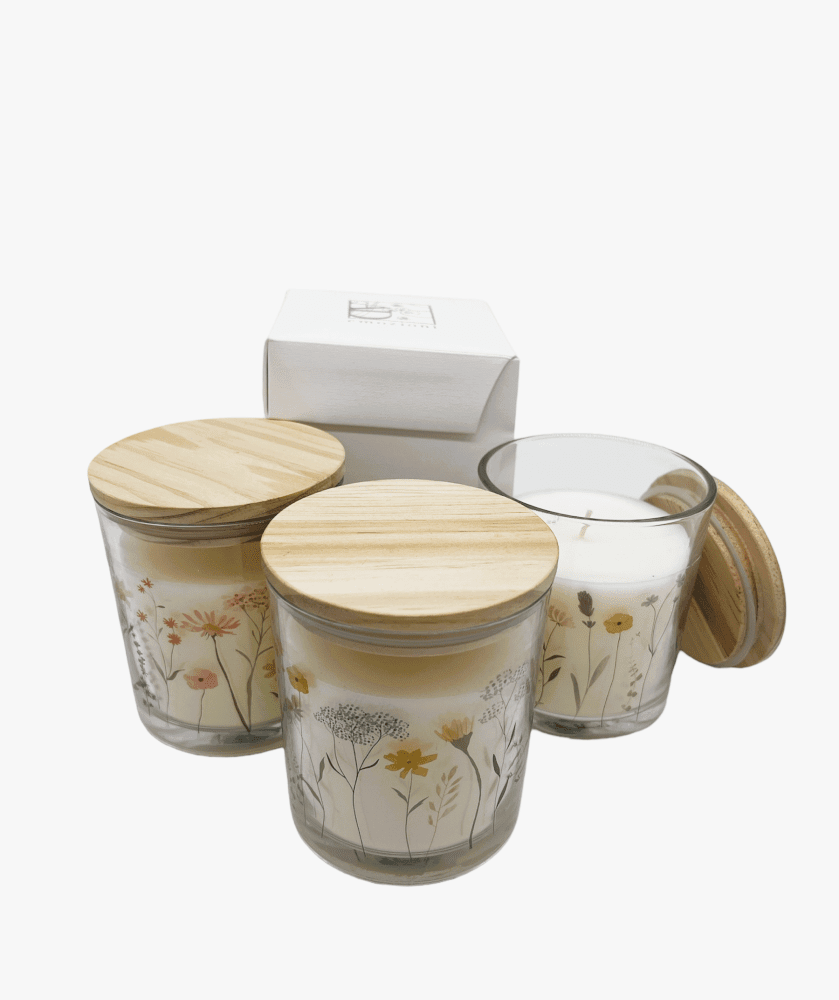 Candela in vetro campo fiorito 3 ass 8x9 + sc111 - b9301