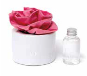 Diffusore porcellana bianco con rosa fucsia 9,5x9,5x10 - p7701+10