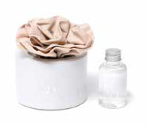 Diffusore porcellana bianco con rosa beige 9,5x9,5x10 - p7701+5