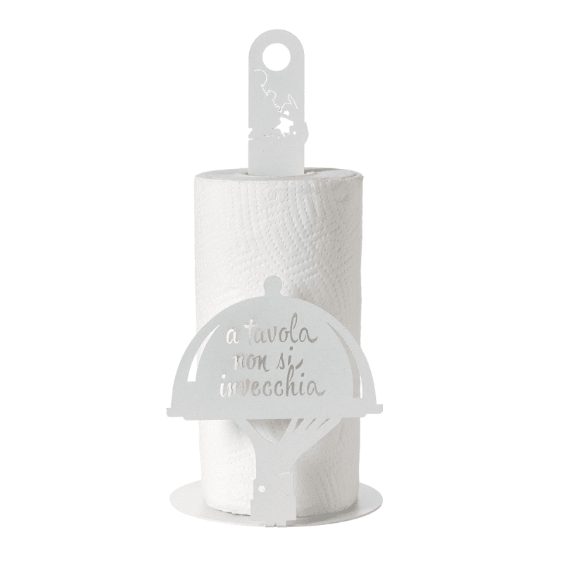 Porta rotolo da cucina "A tavola non si invecchia"  Colore Bianco marmo - 0px5112c158