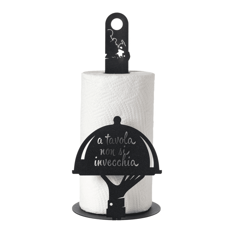 Porta rotolo da cucina "A tavola non si invecchia"  Colore Nero - 0px5112c71