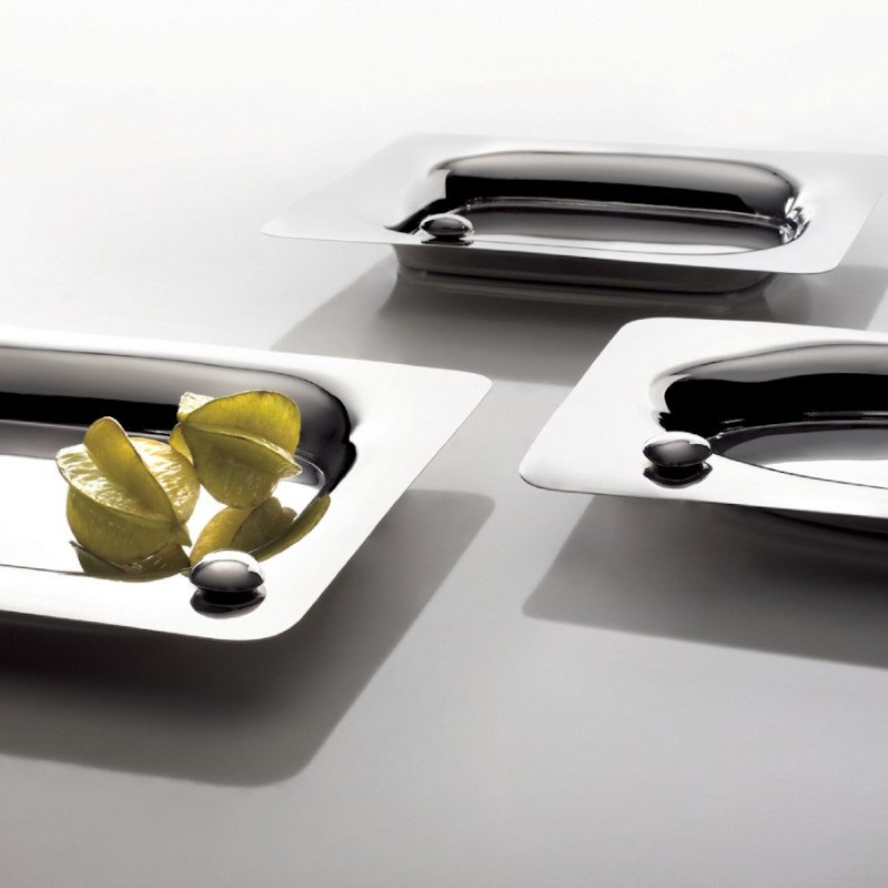 Vassoio in acciaio inox con incavo rettangolare aqua - 22-177