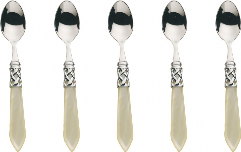 Set 6 cucchiaini moka in scatola regalo colore Avorio - finitura Madreperla - alcam-n4208