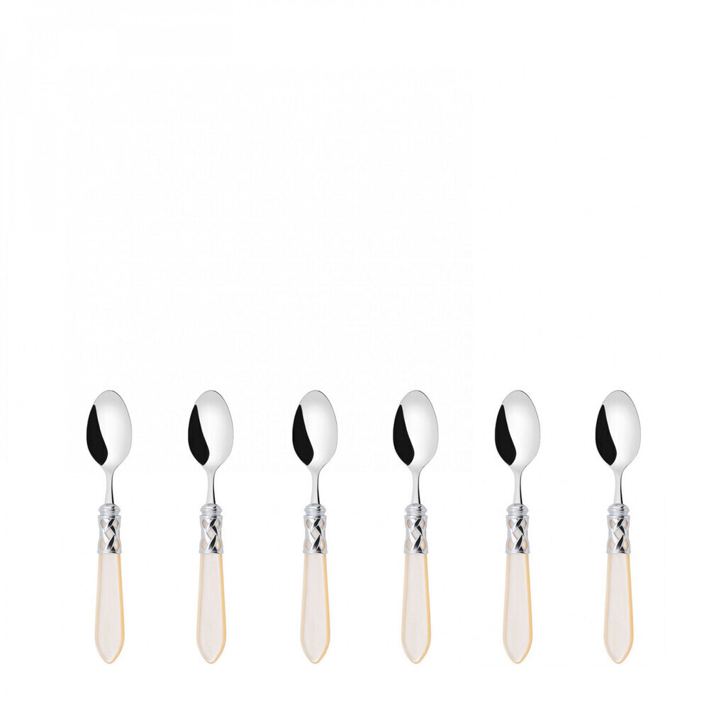 Set 6 cucchiaini moka in scatola regalo colore Avorio - finitura Madreperla - alcam-n4208 Set 6 cucchiaini moka in scatola regalo colore Avorio - finitura Madreperla - alcam-n4208