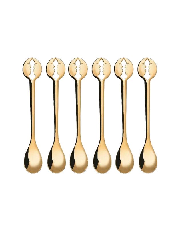 Set 6 cucchiaini moka kiss rosa gold 18 kt - rg-050a08/6 Set 6 cucchiaini moka kiss rosa gold 18 kt - rg-050a08/6