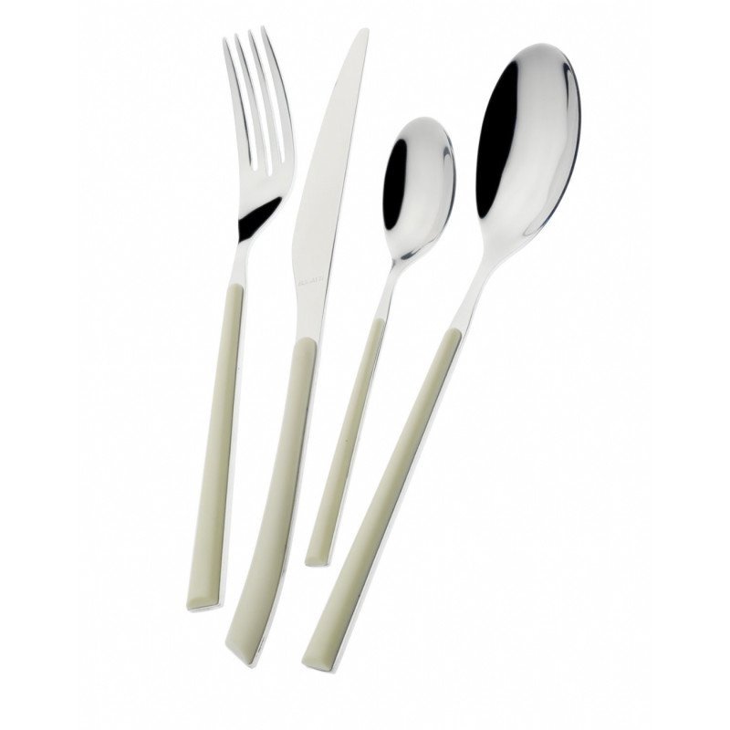 Set 24 pezzi posate da tavola stella in acciaio inox con manico in abs avorio - stau-039f50 Set 24 pezzi posate da tavola stella in acciaio inox con manico in abs avorio - stau-039f50
