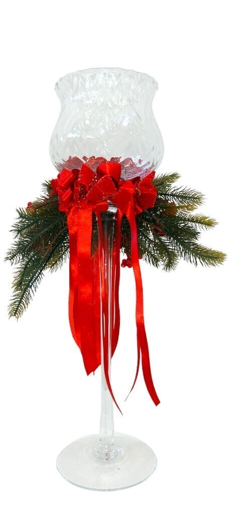 Portacandela a coppa decoro rosso - crl0027m