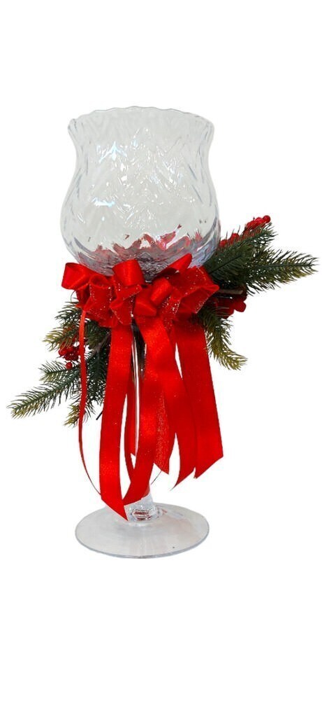 Portacandela a coppa decoro rosso - crl0027p