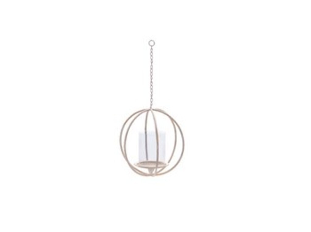 Sfera metal sospesa con vetro cm30x30x30 pearl gold - b4126gd