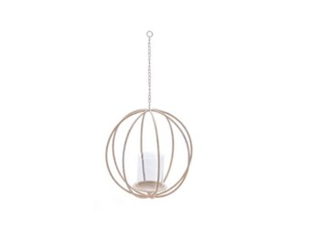 Sfera metal sospesa con vetro cm40x40x40 pearl gold - b4127gd