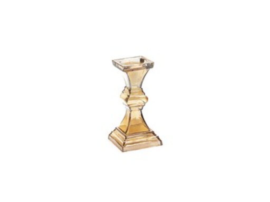Candelabro vetro luster diametro 13 cm - altezza 27 cm ambra - b5336