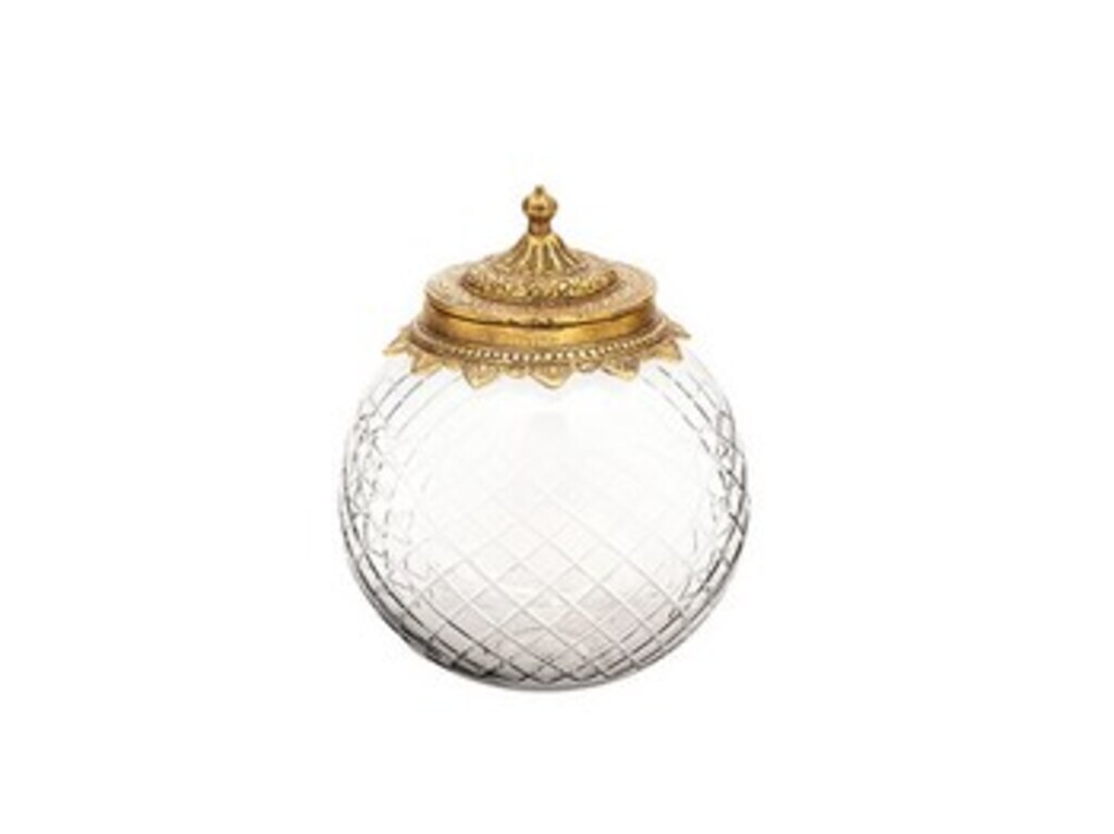 Barattolo vetro royal diametro 20 cm - altezza 25 cm oro - b5671