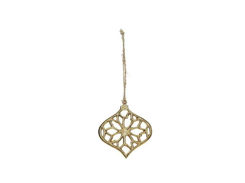Decorazione metal sfera schiacciata diametro 9 cm - altezza 10 cm oro - b5696
