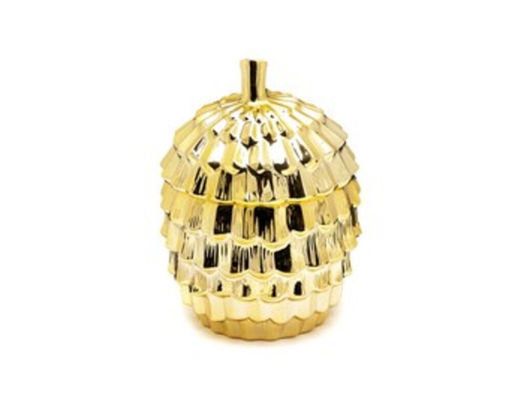 Cofanetto ghianda ceramica cm13x18 oro - b6308