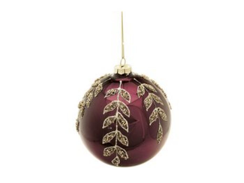 Decorazione sfera vetro leaves cm 12 Borgogna - b6354bu