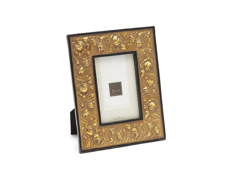 Portafoto rettangolare floreal cm 20x25 oro/nero - b6487