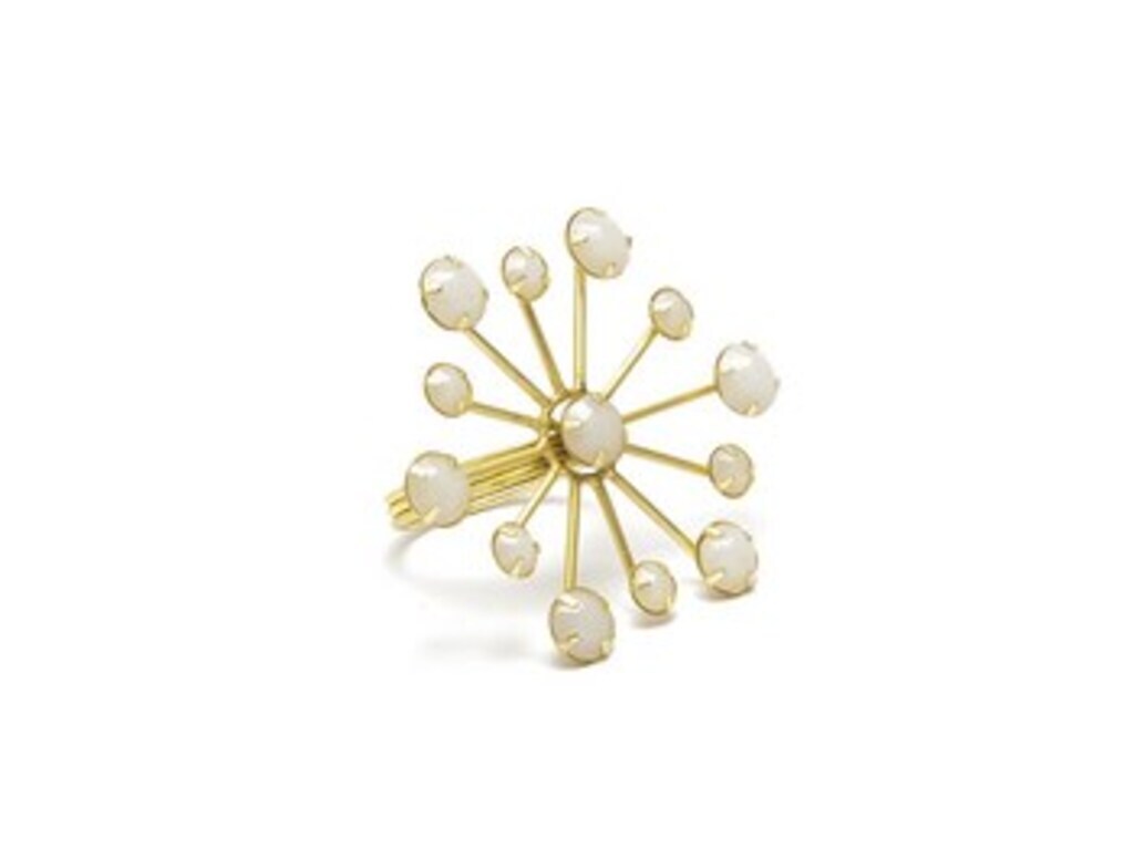 Porta tovagliolo milky con pietre cm 8x5 bianco - b6653