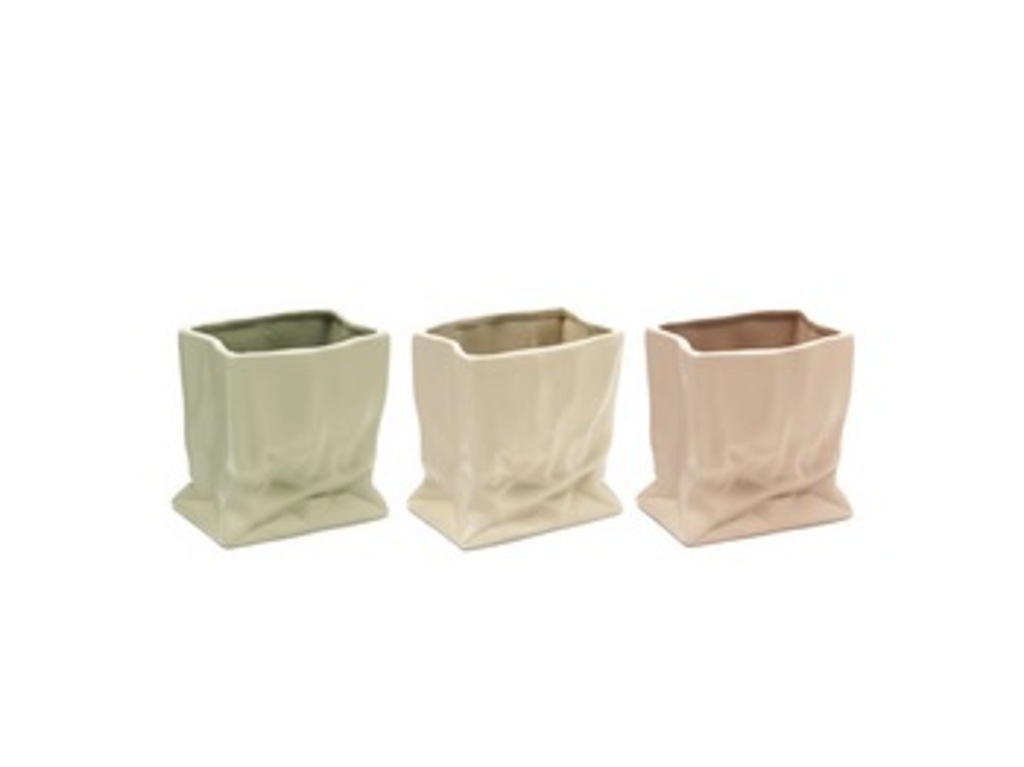 Vaso ceramica wrinkled cm 14x10x15 - b6901 Vaso ceramica wrinkled cm 14x10x15 - b6901