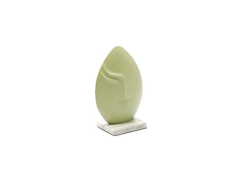 Scultura face alluminio su base marmo cm 14x26 verde - b6945