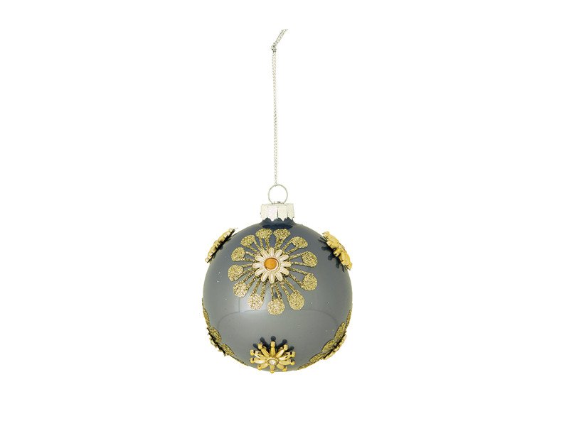 Decorazione sfera vetro flowers diametro 10 blu - b7003bl