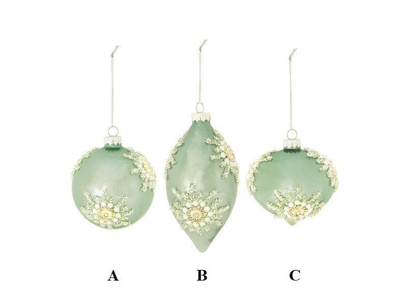 Decorazione vetro flower cm 8-13 verde acqua - b7010