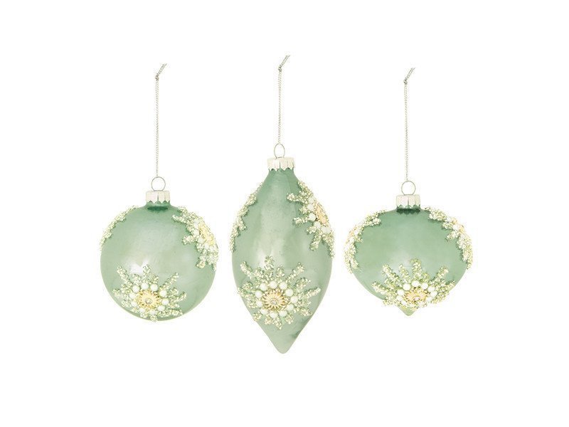 Decorazione vetro flower cm 8-13 verde acqua - b7010