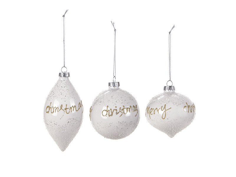 Decorazione vetro christmas cm8-13 bianco/oro - b7011
