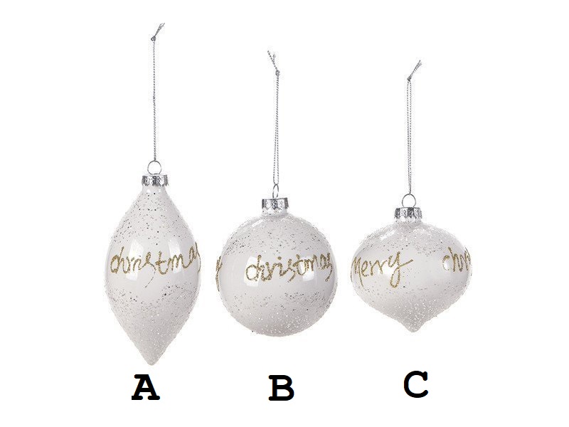 Decorazione vetro christmas cm8-13 bianco/oro - b7011