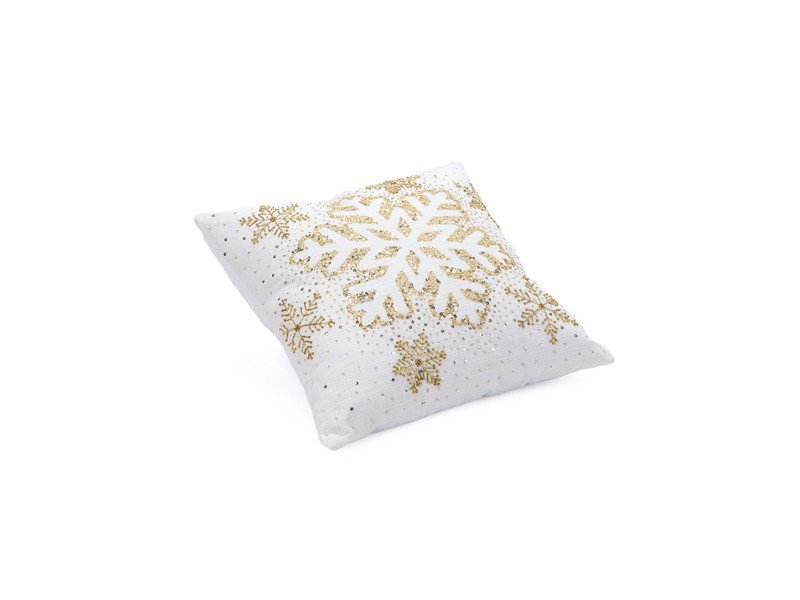 Cuscino cotone snowflake cm 45x45 con filler bianco/oro - b7201