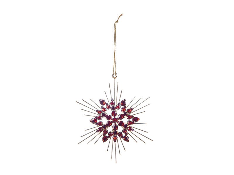 Decorazione snowflake precious cm 16x16 rosso/oro - b7204