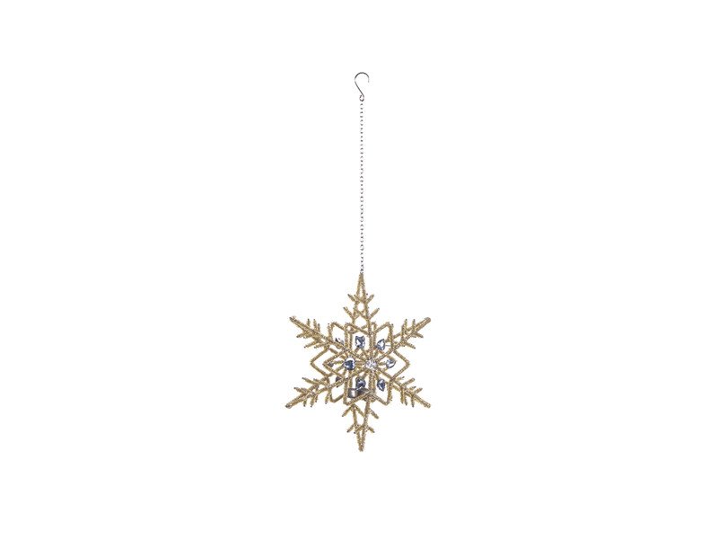 Porta tealight snowflake dasospensione cm 26x26 oro - b7213